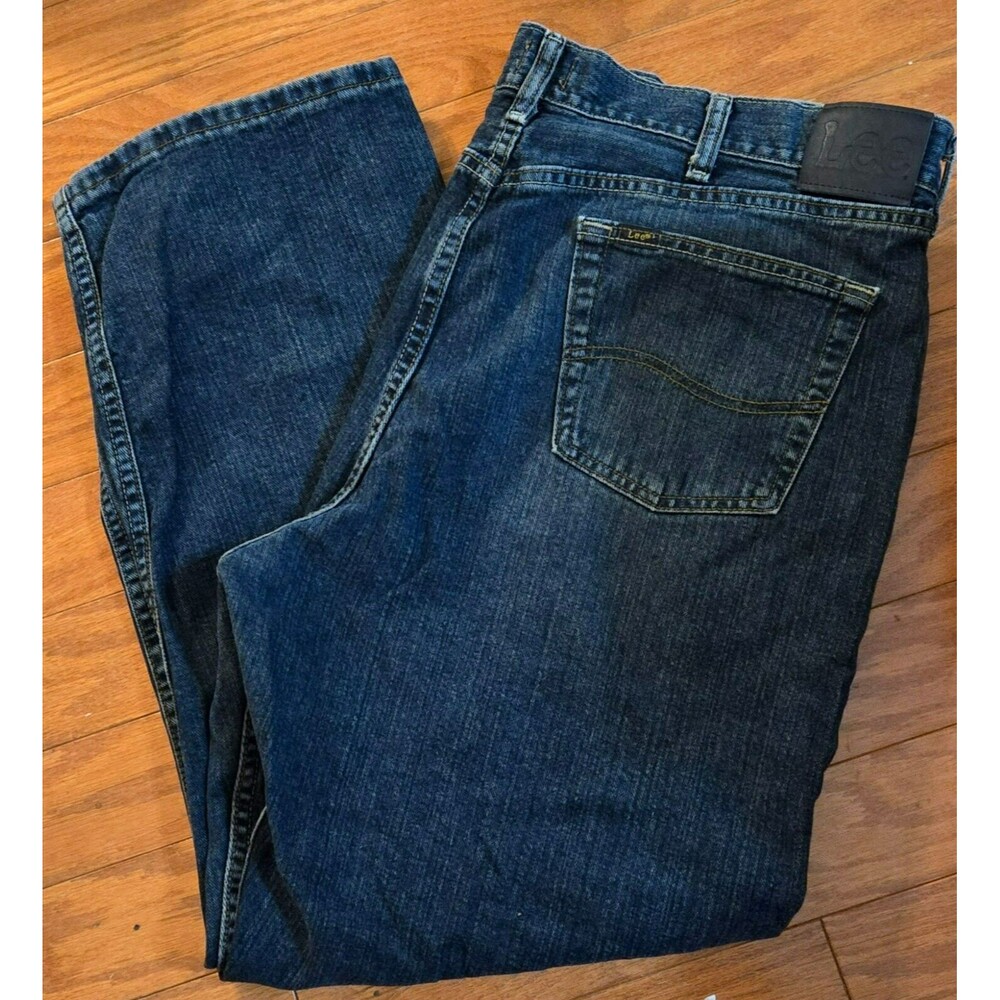 Lee Mens Jeans Relaxed Fit Blue Dark Wash Denim 100% Cotton Loose Size 42x30